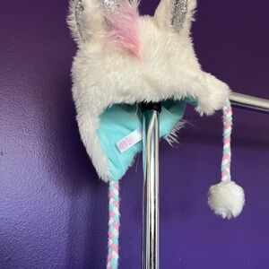 Justice Furry Unicorn Hat with Pink and Blue Accents